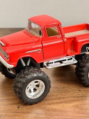 Kinsmart Off Road Big Foot Monster 1955 Chevy Stepside Orange Pickup Truck Toy